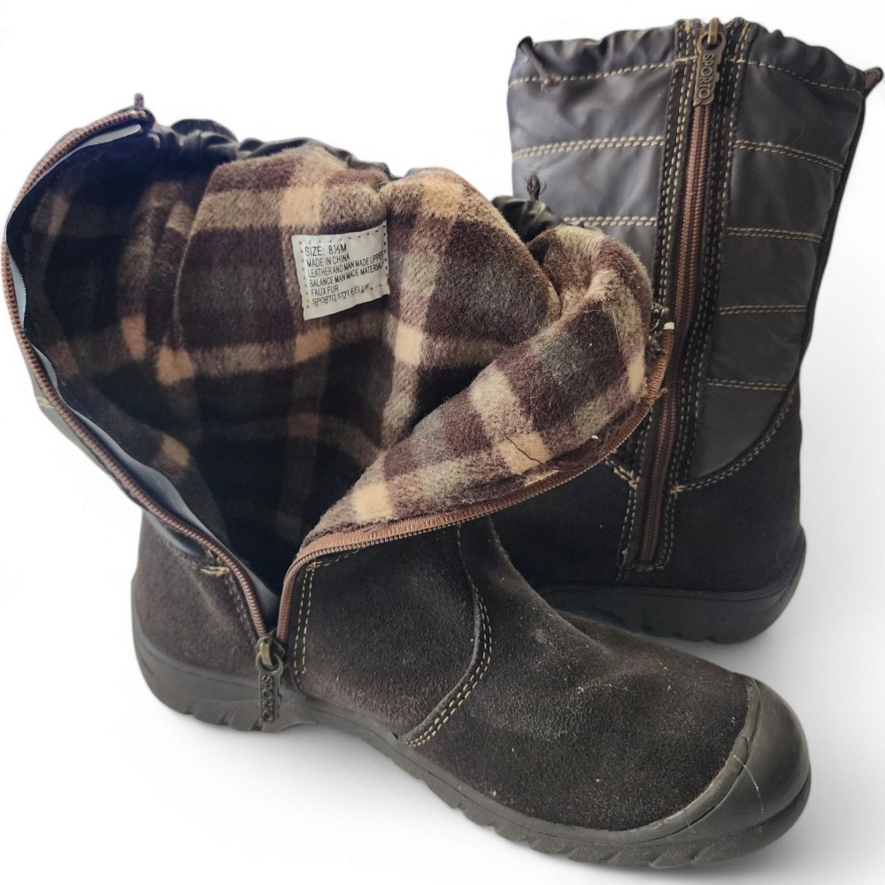 Sporto Ellie Waterproof Winter Boots Suede Leather with Zipper 8.5M - Picture 10 of 12